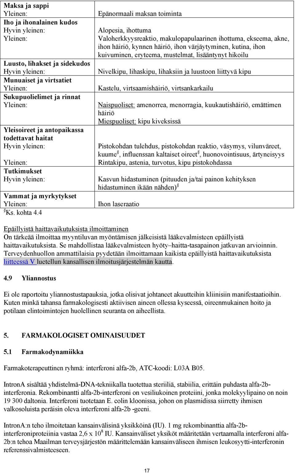 4 Epänormaali maksan toiminta Alopesia, ihottuma Valoherkkyysreaktio, makulopapulaarinen ihottuma, ekseema, akne, ihon häiriö, kynnen häiriö, ihon värjäytyminen, kutina, ihon kuivuminen, eryteema,