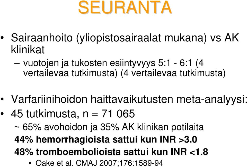 meta-analyysi: 45 tutkimusta, n = 71 065 ~ 65% avohoidon ja 35% AK klinikan potilaita 44%