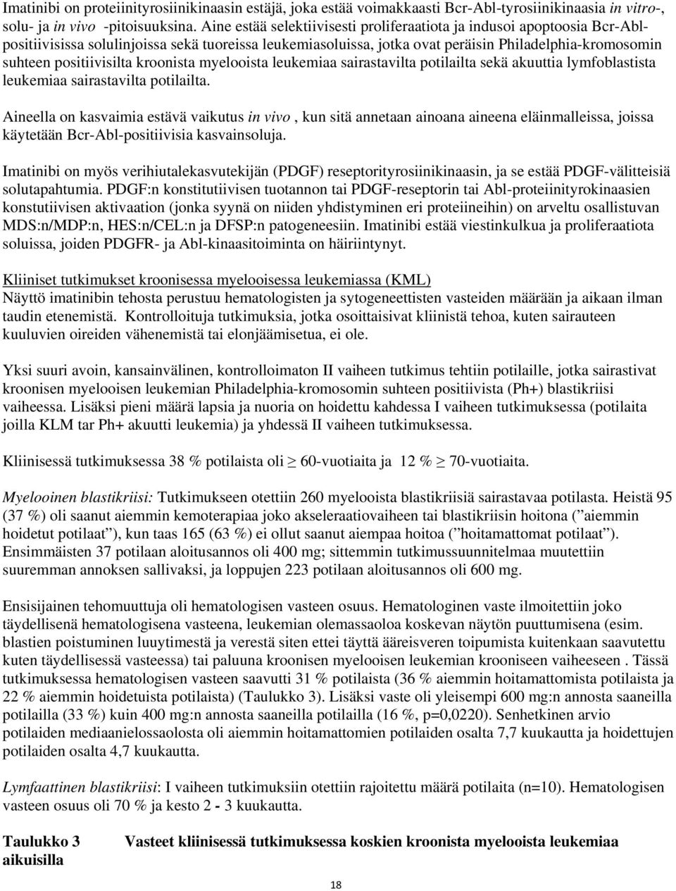 positiivisilta kroonista myelooista leukemiaa sairastavilta potilailta sekä akuuttia lymfoblastista leukemiaa sairastavilta potilailta.