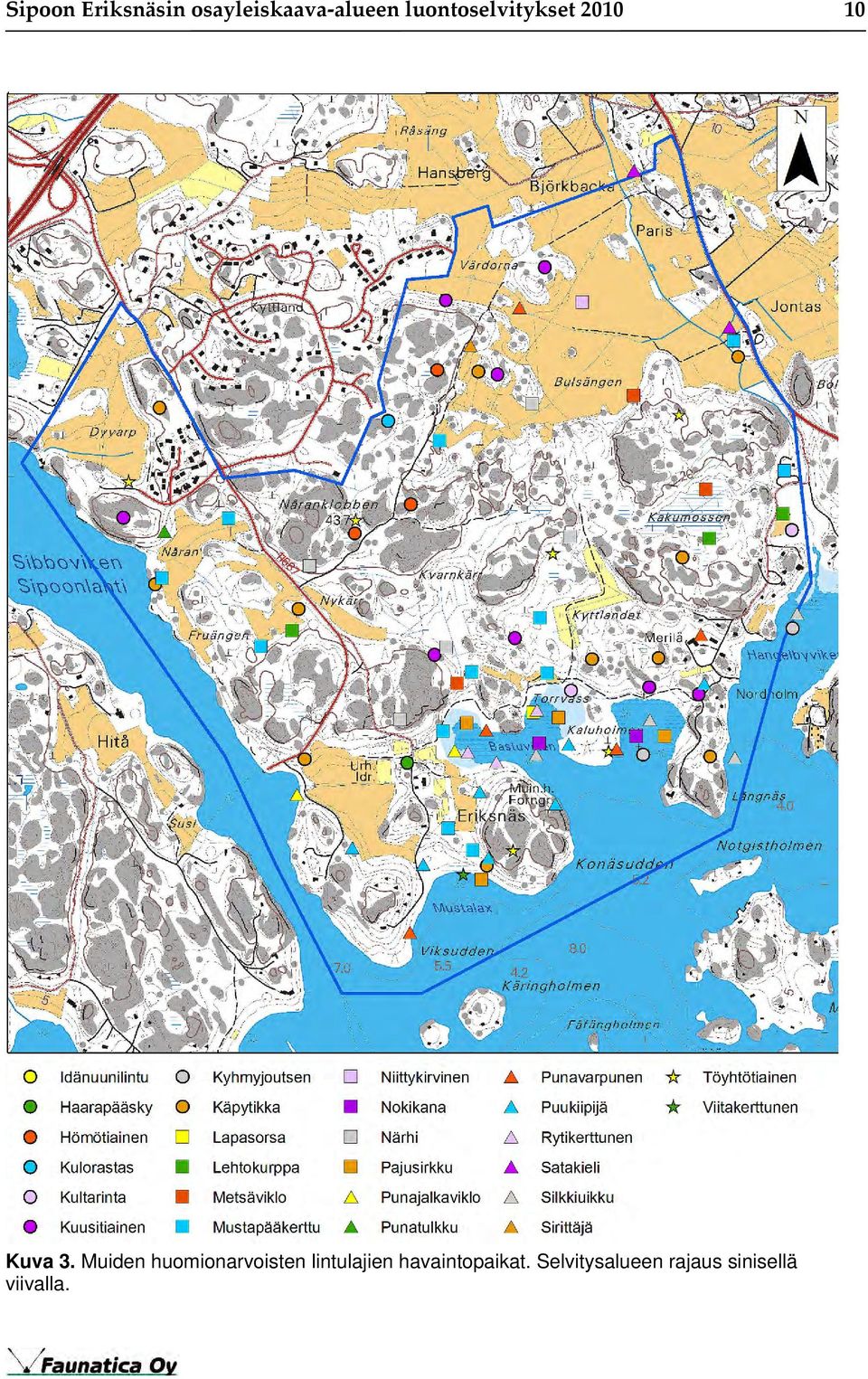 Muiden huomionarvoisten lintulajien