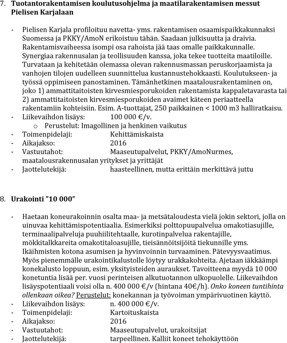 Synergiaa rakennusalan ja teollisuuden kanssa, joka tekee tuotteita maatiloille.