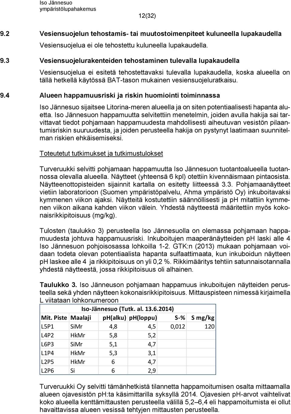 3 Vesiensuojelurakenteiden tehostaminen tulevalla lupakaudella Vesiensuojelua ei esitetä tehostettavaksi tulevalla lupakaudella, koska alueella on tällä hetkellä käytössä BAT-tason mukainen