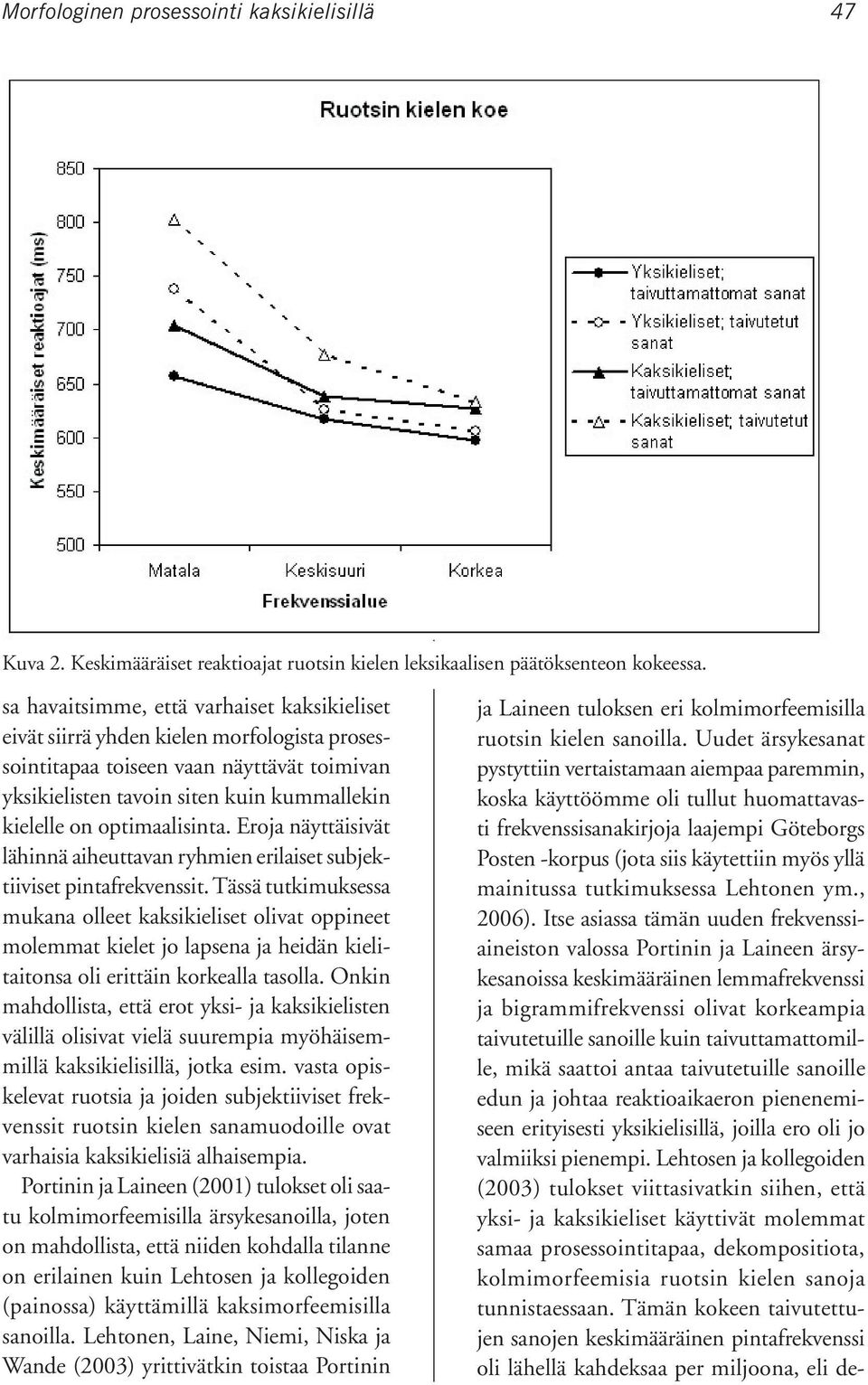 optimaalisinta. Eroja näyttäisivät lähinnä aiheuttavan ryhmien erilaiset subjektiiviset pintafrekvenssit.