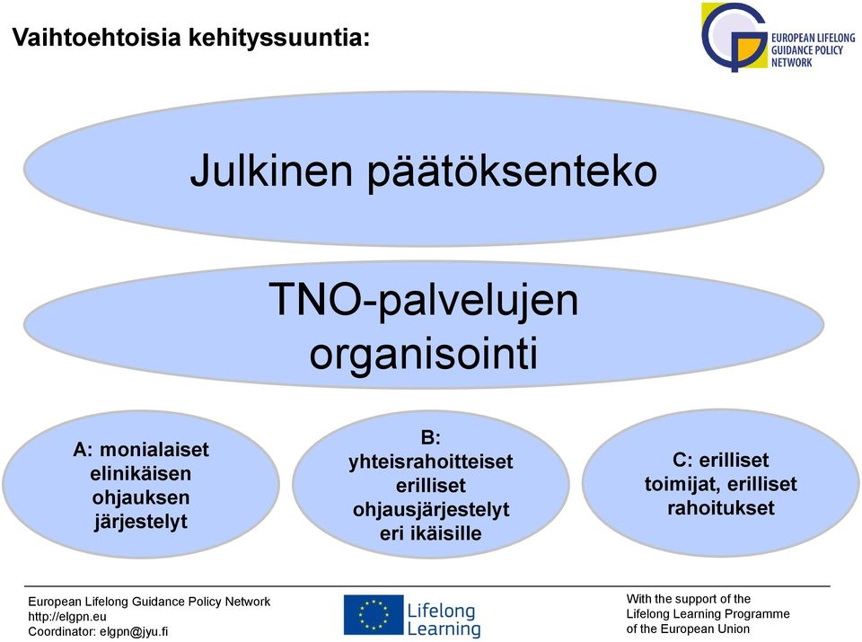 ohjauksen järjestelyt B: yhteisrahoitteiset erilliset