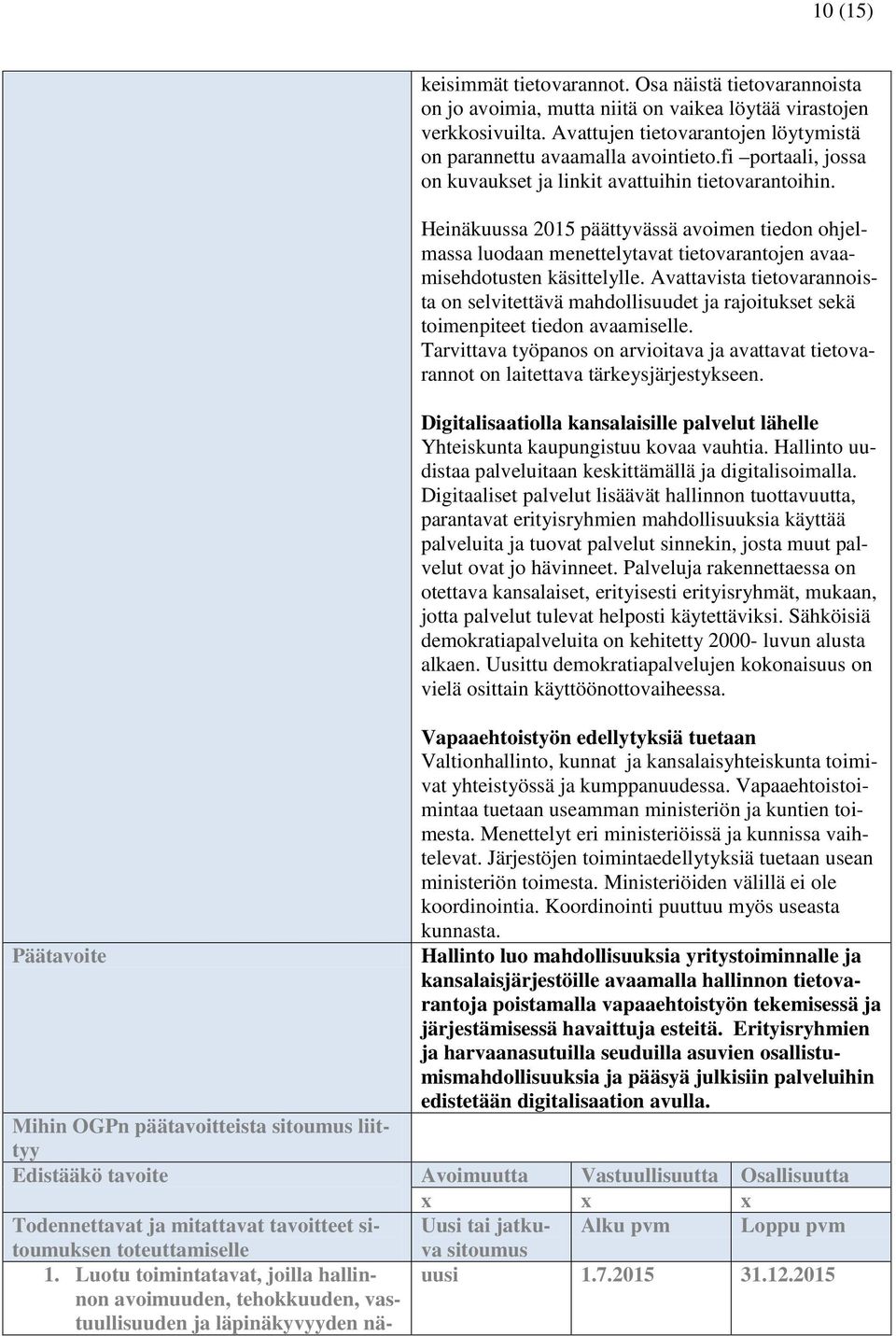 Heinäkuussa 2015 päättyvässä avoimen tiedon ohjelmassa luodaan menettelytavat tietovarantojen avaamisehdotusten käsittelylle.