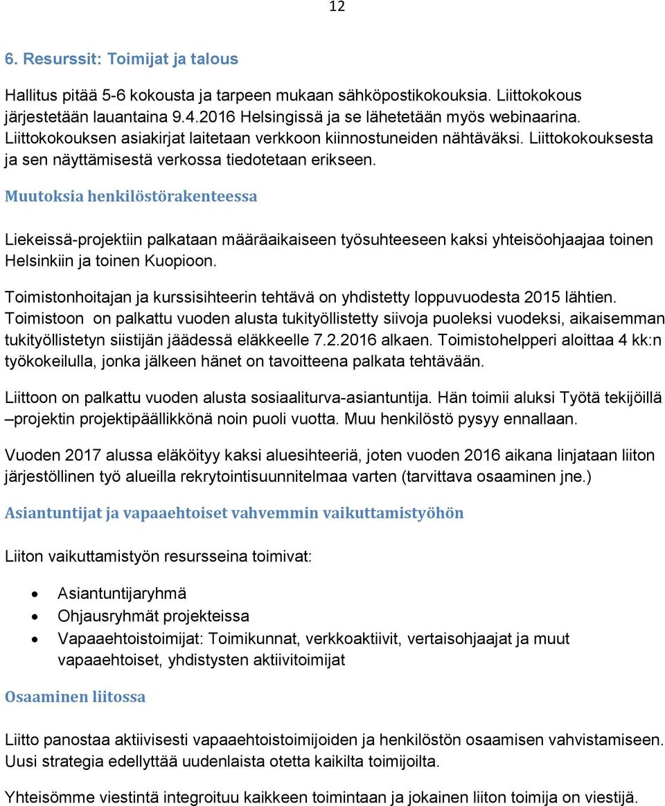 Muutoksia henkilöstörakenteessa Liekeissä-projektiin palkataan määräaikaiseen työsuhteeseen kaksi yhteisöohjaajaa toinen Helsinkiin ja toinen Kuopioon.