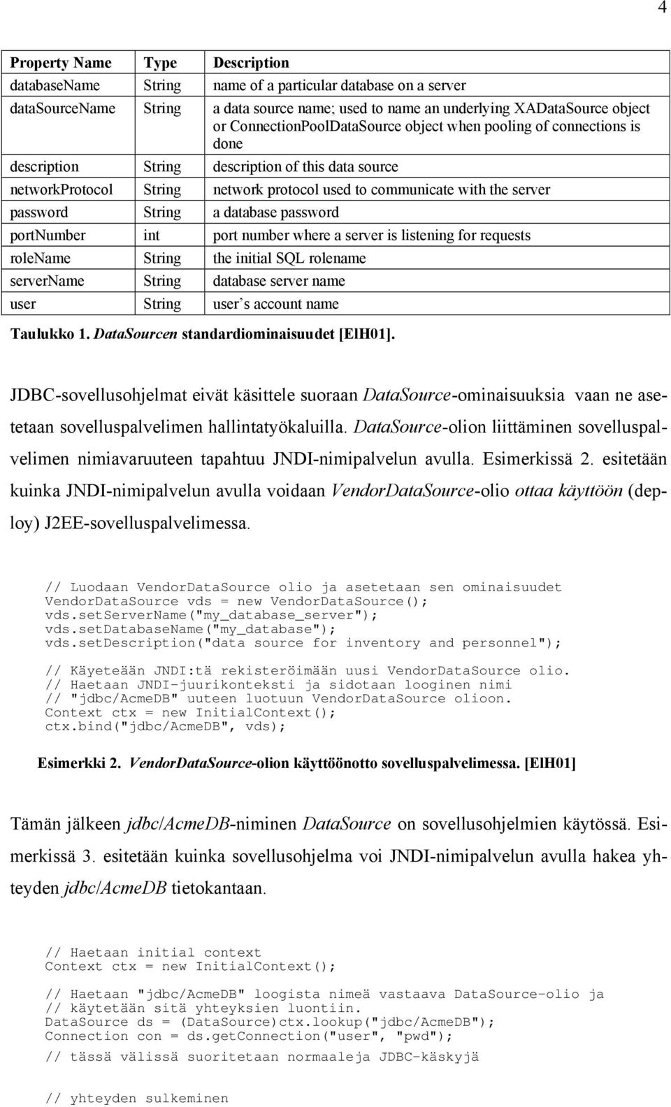 password String a database password portnumber int port number where a server is listening for requests rolename String the initial SQL rolename servername String database server name user String