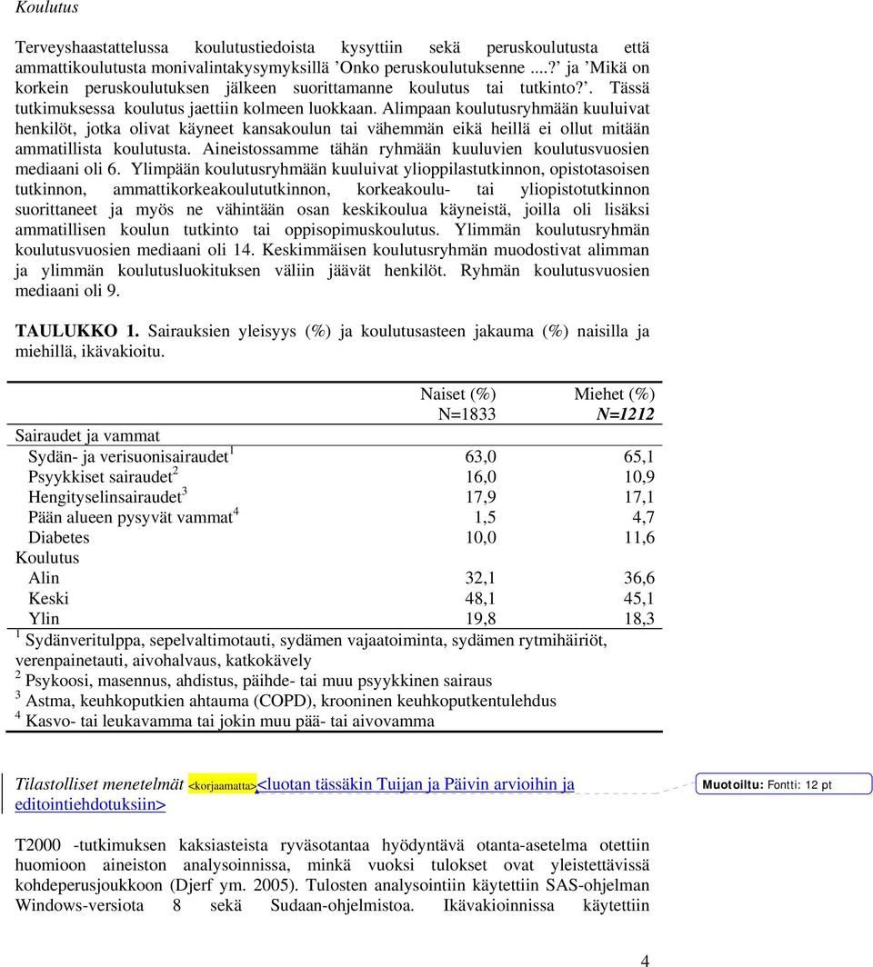 Alimpaan koulutusryhmään kuuluivat henkilöt, jotka olivat käyneet kansakoulun tai vähemmän eikä heillä ei ollut mitään ammatillista koulutusta.