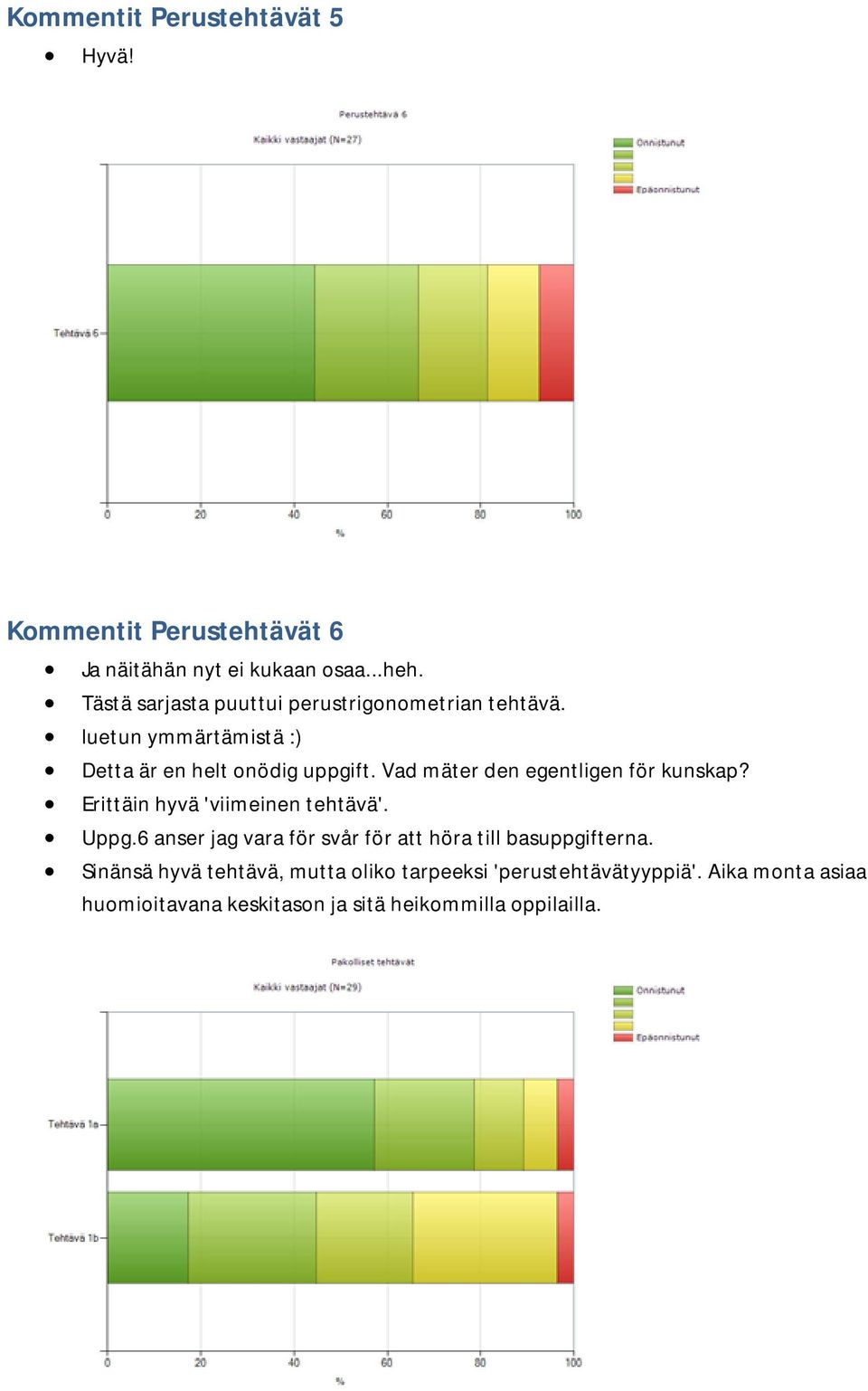 Vad mäter den egentligen för kunskap? Erittäin hyvä 'viimeinen tehtävä'. Uppg.