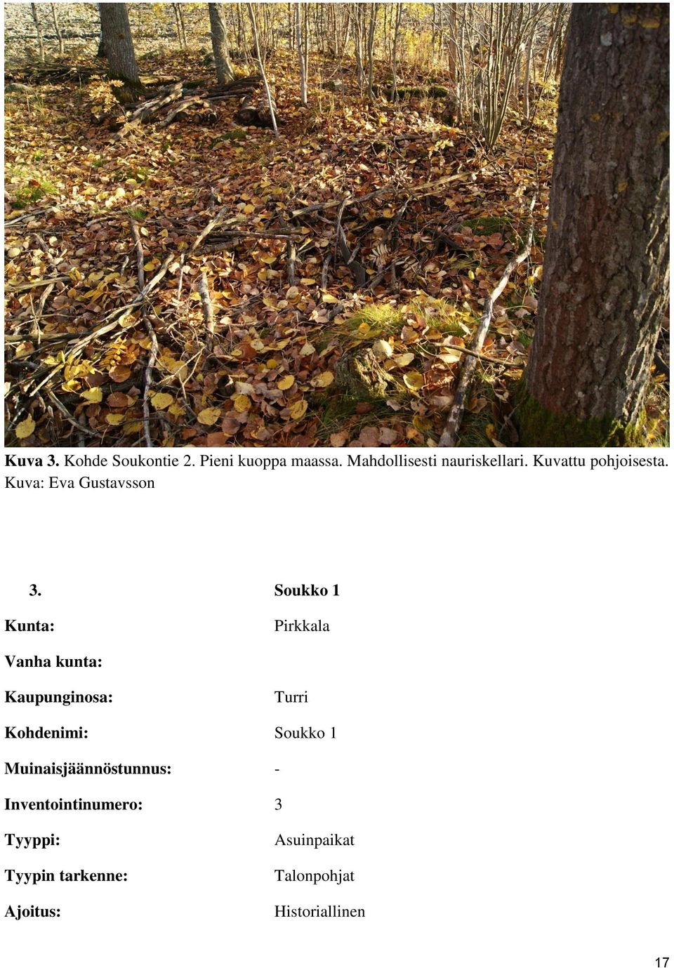 Soukko 1 Kunta: Pirkkala Vanha kunta: Kaupunginosa: Turri Kohdenimi: Soukko 1