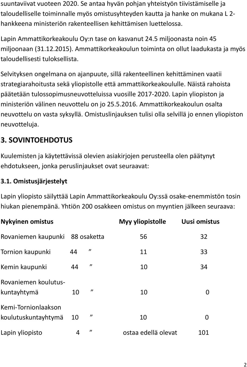 Lapin Ammattikorkeakoulu Oy:n tase on kasvanut 24.5 miljoonasta noin 45 miljoonaan (31.12.2015). Ammattikorkeakoulun toiminta on ollut laadukasta ja myös taloudellisesti tuloksellista.