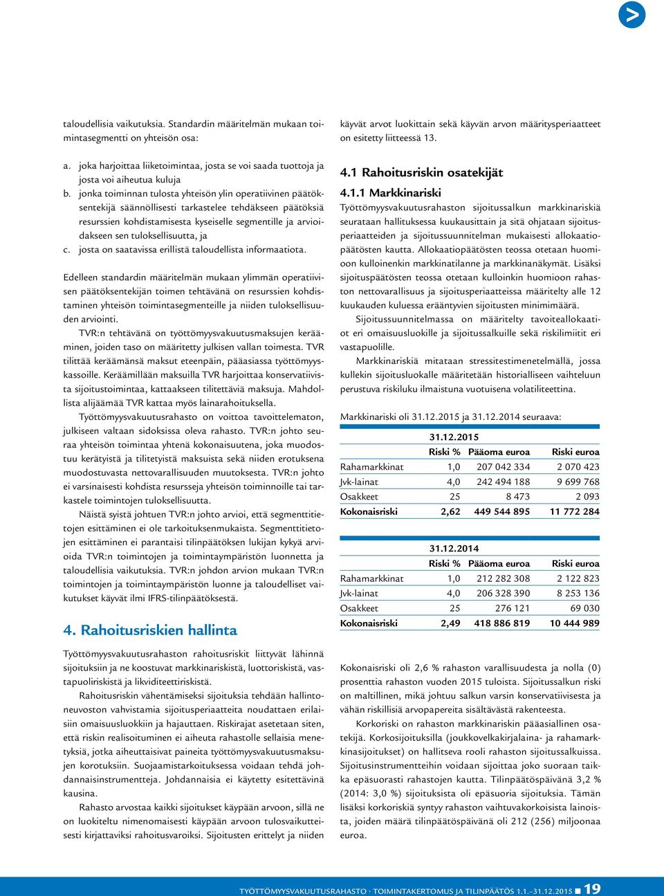 tuloksellisuutta, ja c. josta on saatavissa erillistä taloudellista informaatiota.