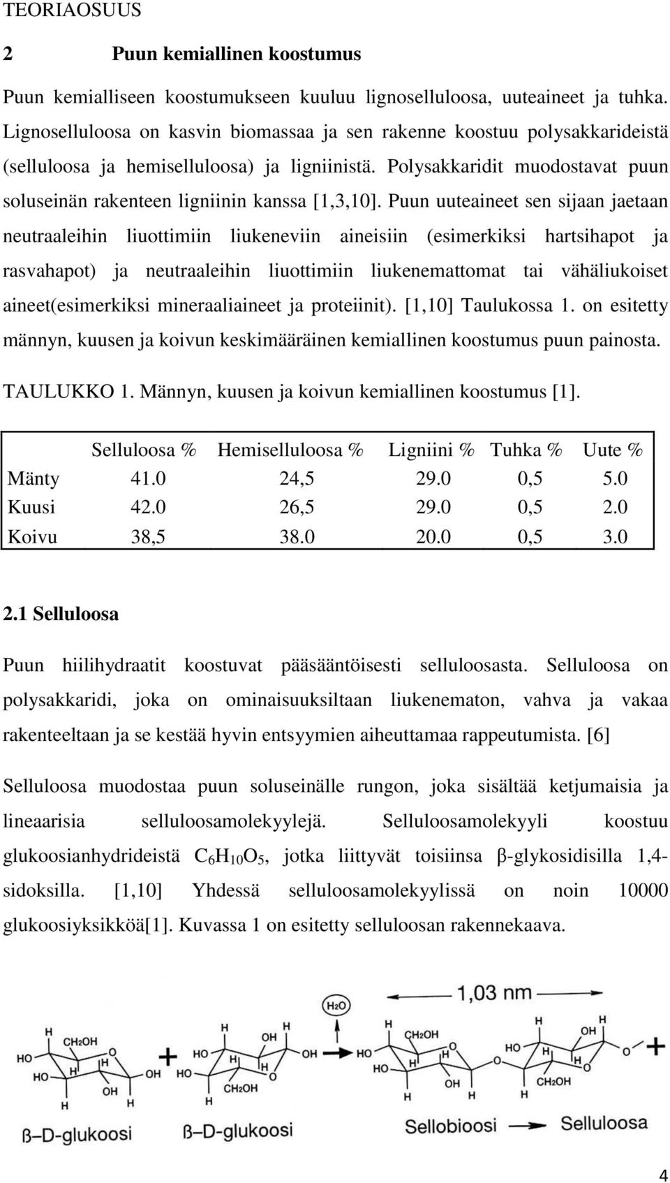 Polysakkaridit muodostavat puun soluseinän rakenteen ligniinin kanssa [1,3,10].