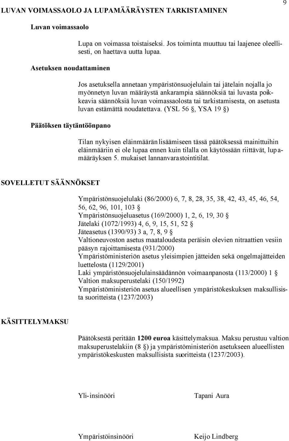 Jos asetuksella annetaan ympäristönsuojelulain tai jätelain nojalla jo myönnetyn luvan määräystä ankarampia säännöksiä tai luvasta poikkeavia säännöksiä luvan voimassaolosta tai tarkistamisesta, on