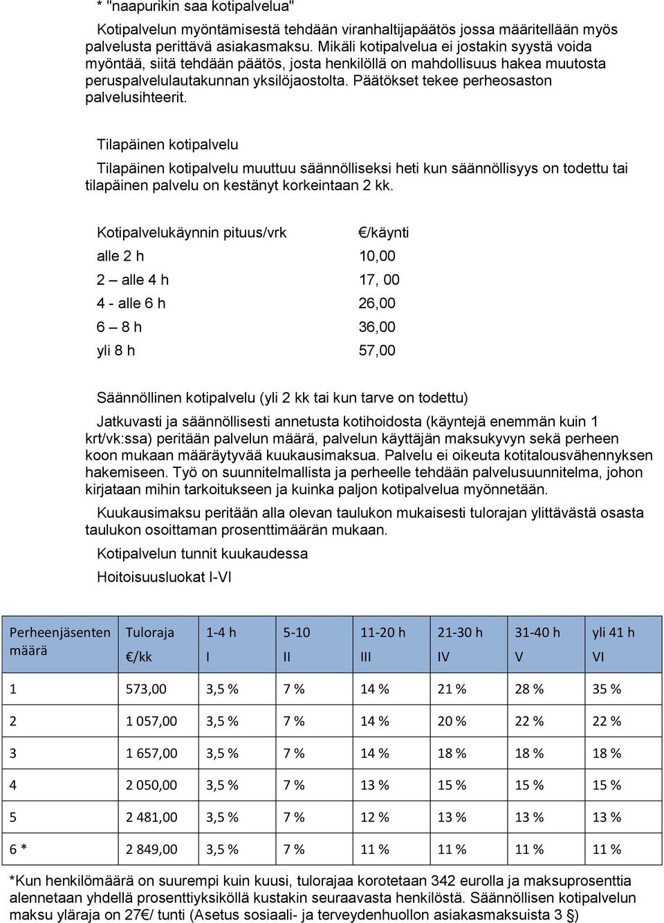 Päätökset tekee perheosaston palvelusihteerit.