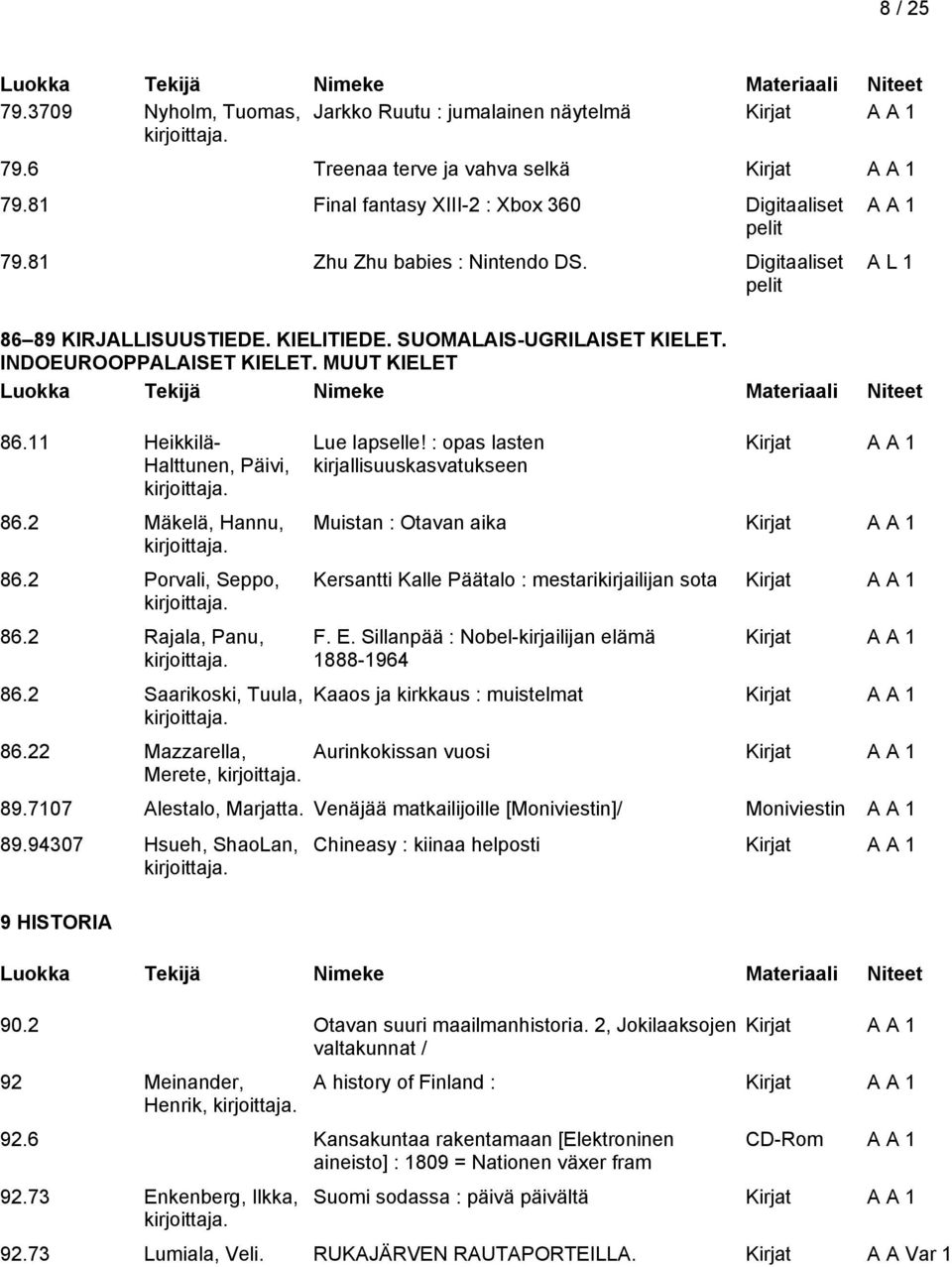 SUOMALAIS-UGRILAISET KIELET. INDOEUROOPPALAISET KIELET. MUUT KIELET 86.2 Rajala, Panu, 86.2 Saarikoski, Tuula, 86.