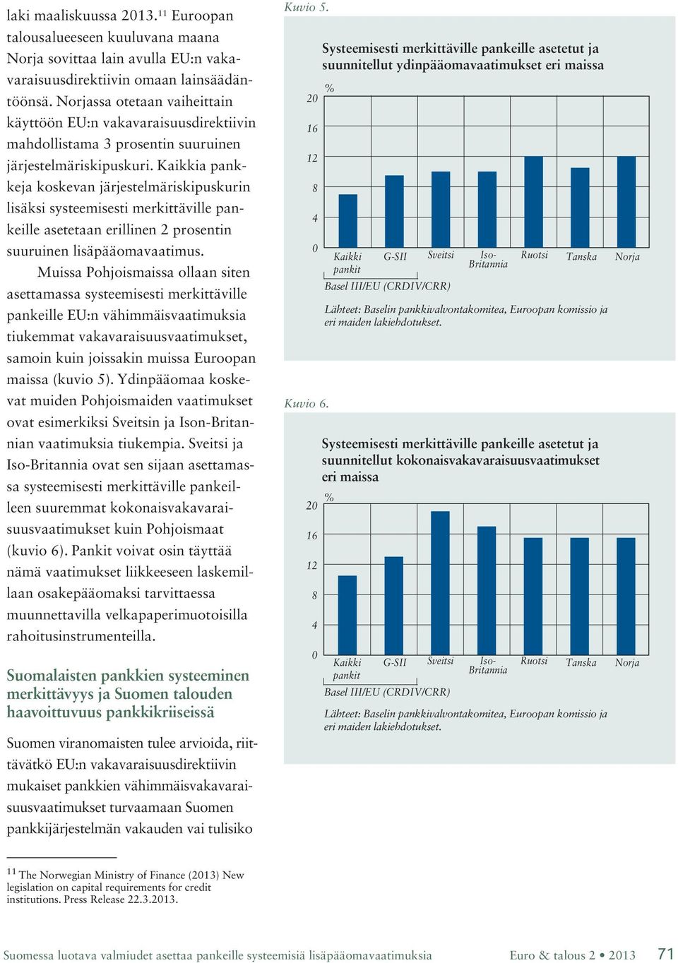 Kaikkia pankkeja koskevan järjestelmäriskipuskurin lisäksi systeemisesti merkittäville pankeille asetetaan erillinen 2 prosentin suuruinen lisäpääomavaatimus.