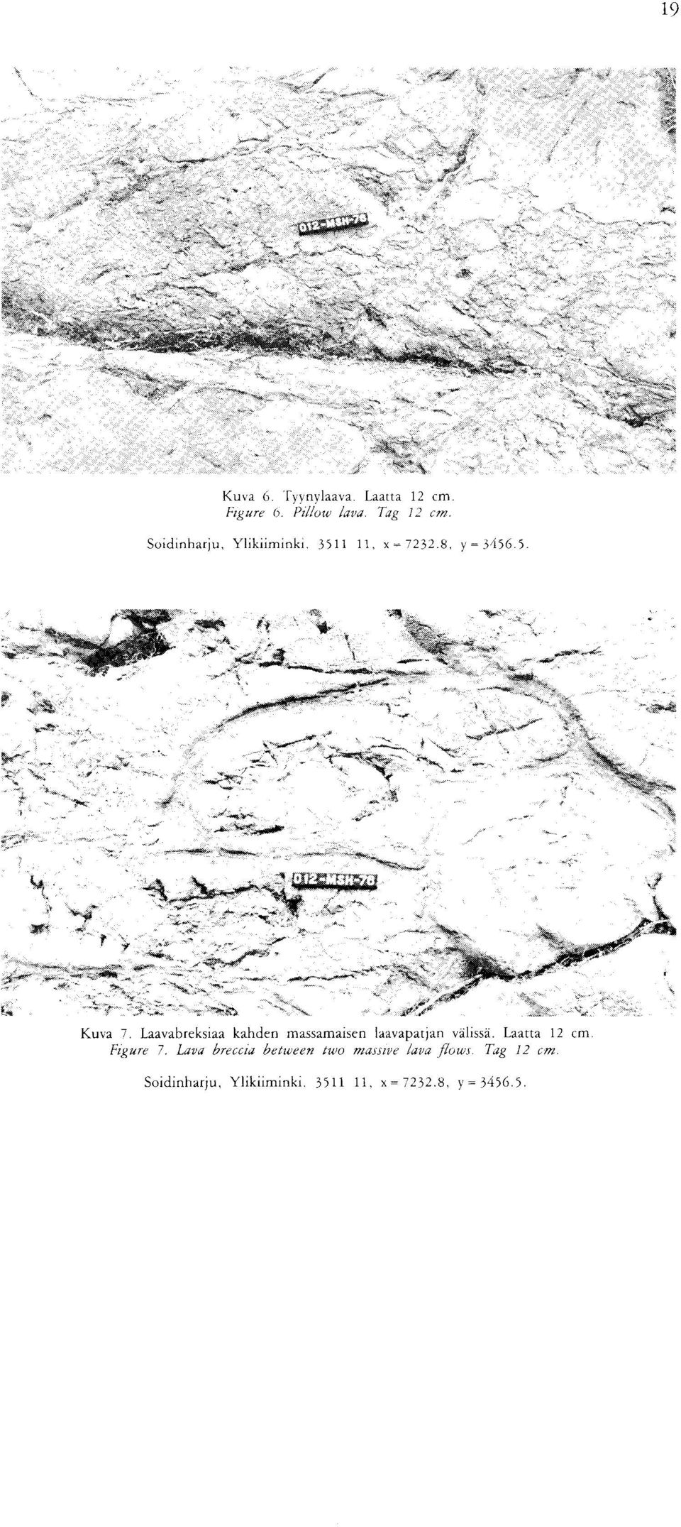 kahden massamaisen laavapatjan valissa Laatta 12 cm Figure 7 Lava breccia