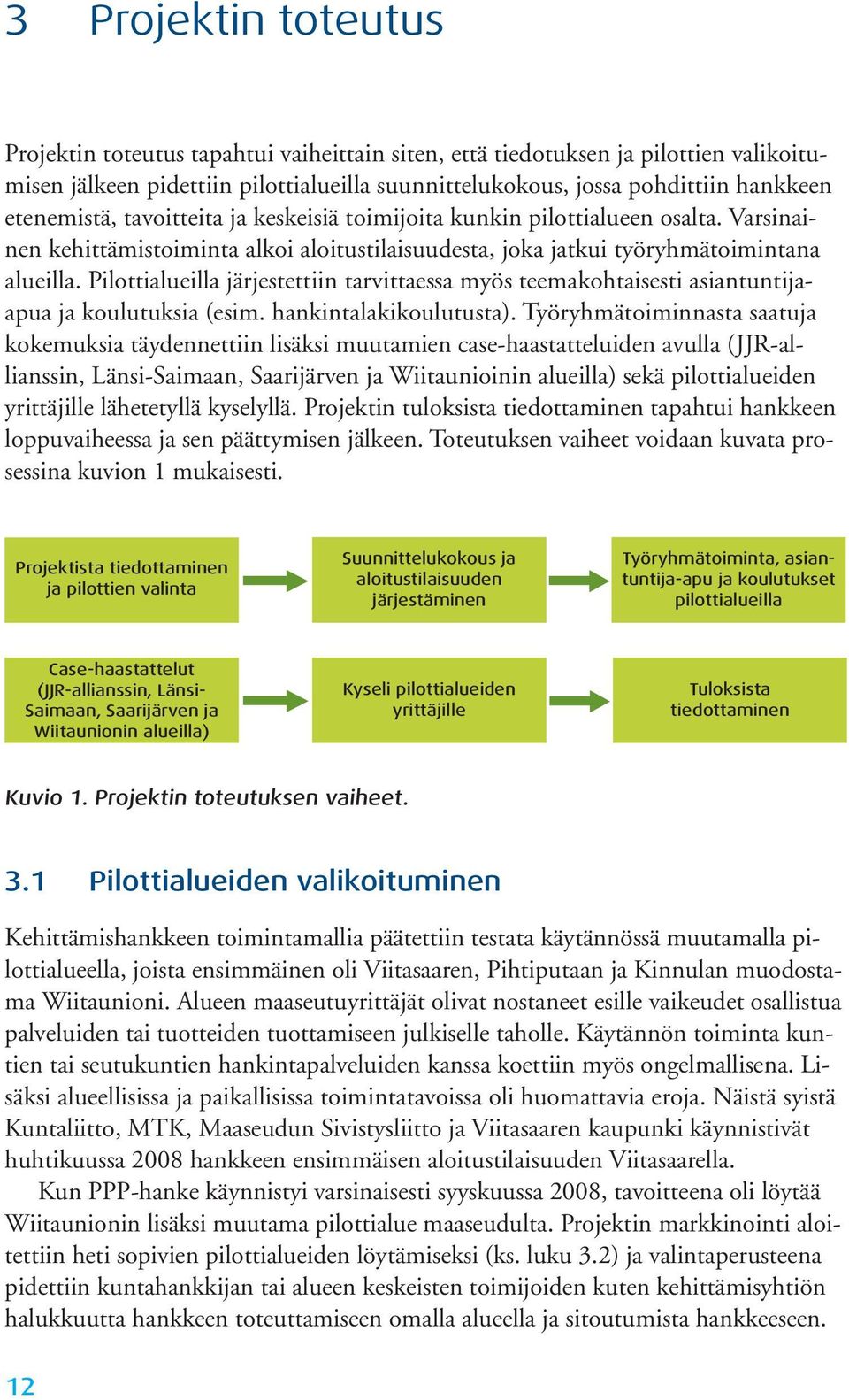 Pilottialueilla järjestettiin tarvittaessa myös teemakohtaisesti asiantuntijaapua ja koulutuksia (esim. hankintalakikoulutusta).