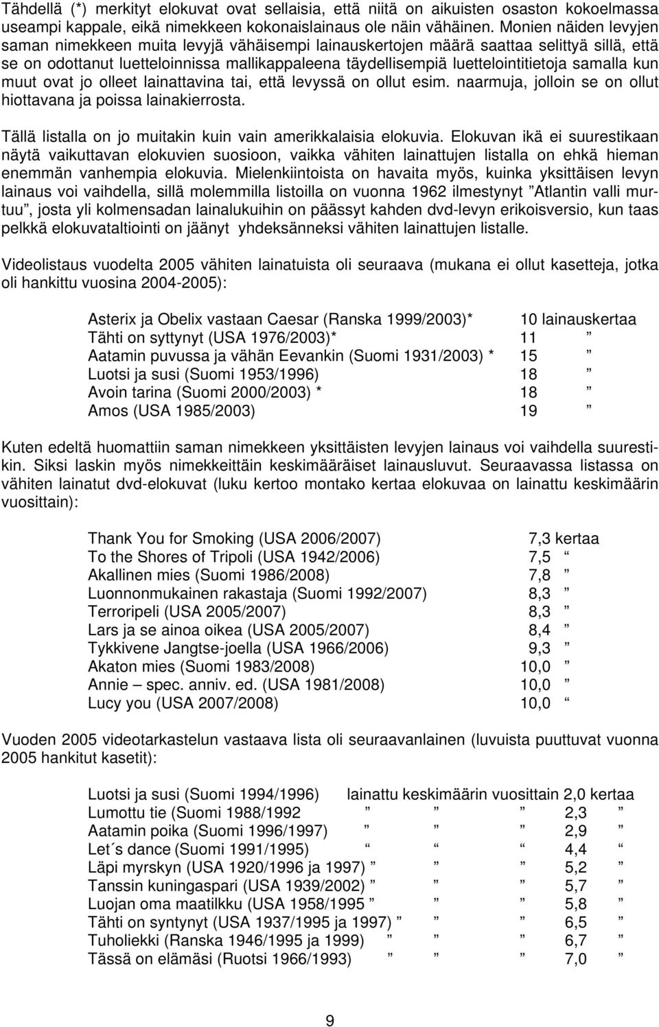 samalla kun muut ovat jo olleet lainattavina tai, että levyssä on ollut esim. naarmuja, jolloin se on ollut hiottavana ja poissa lainakierrosta.