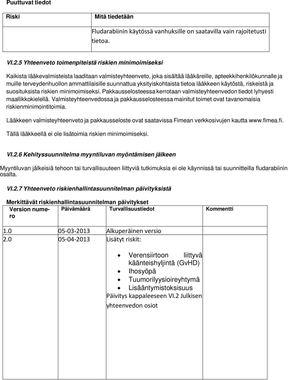 ammattilaisille suunnattua yksityiskohtaista tietoa lääkkeen käytöstä, riskeistä ja suosituksista riskien minimoimiseksi.