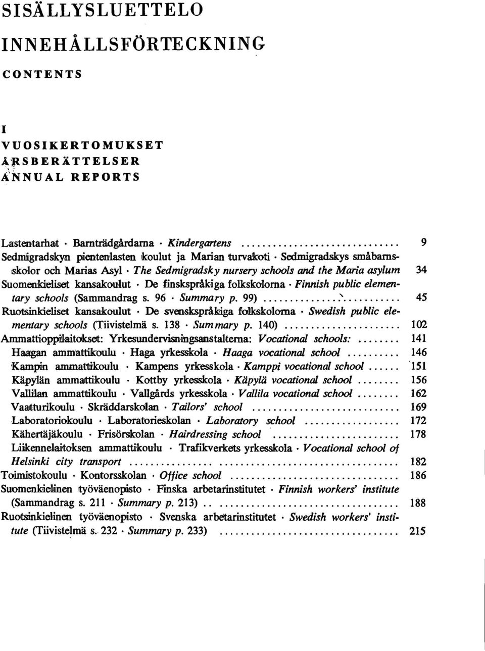De finskspråkiga folkskoloma. Finnish public elementary schools (Sammandrag s. 96. Summary p. 99)..."........... 45 Ruotsinkieliset kansakoulut. De svensksprålci.ga folkskoloma. Swedish public elementary schools (Tiivistelmä s.