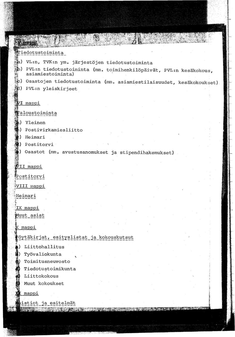 asiamiestilaisuudet, J i) PVL: n yleiskirjeet n kesäkokous, kesäkokoukset P mappi i) Yleinen >) Postivirkamies liitto M :) Heimari 1) Postitorvi '