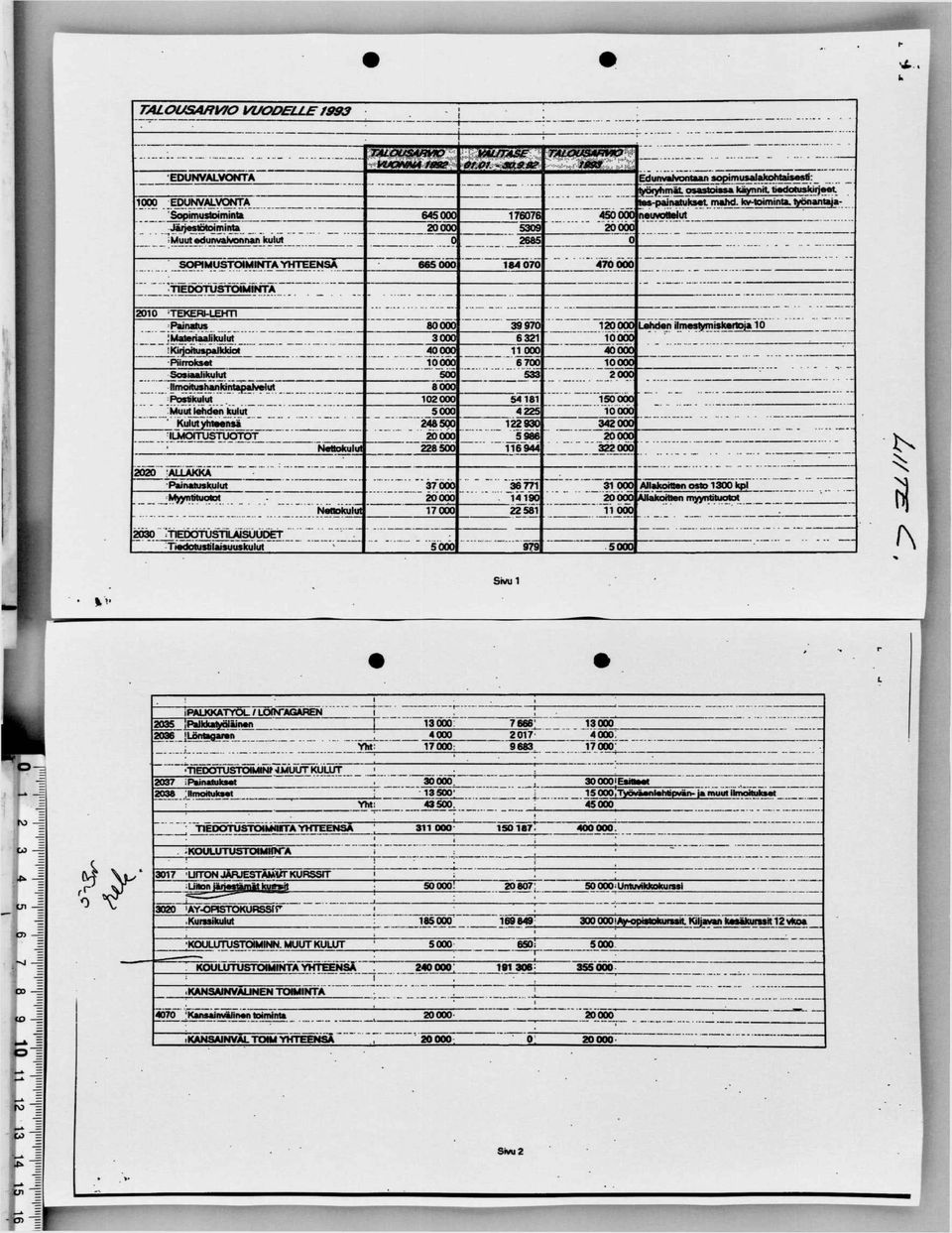 i 'KOULUTUSTOIMIINPA ^» j j t 307 UITÖN JÄRJESTÄMÄT KURSSIT iuilon iinmlsifnit kutfsit 50 000! 20807! 50000iUiilu«ikkDkUfssi 3020 'AY-ORSTX)KURSSfr!.Kurssikulut 85000 69849! 300 000!
