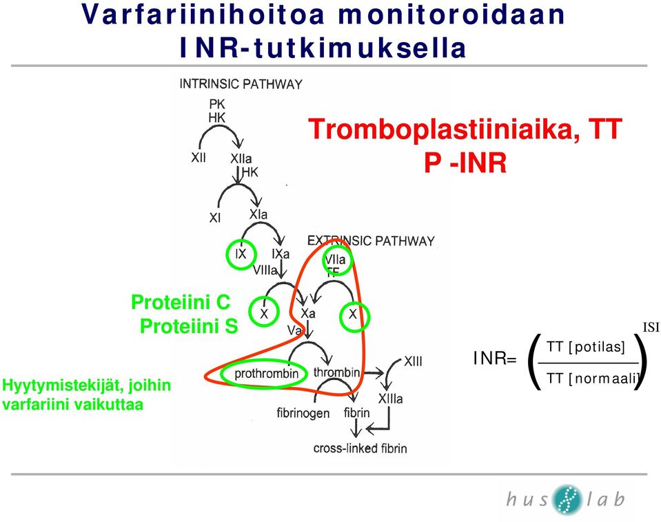-INR Hyytymistekijät, joihin varfariini