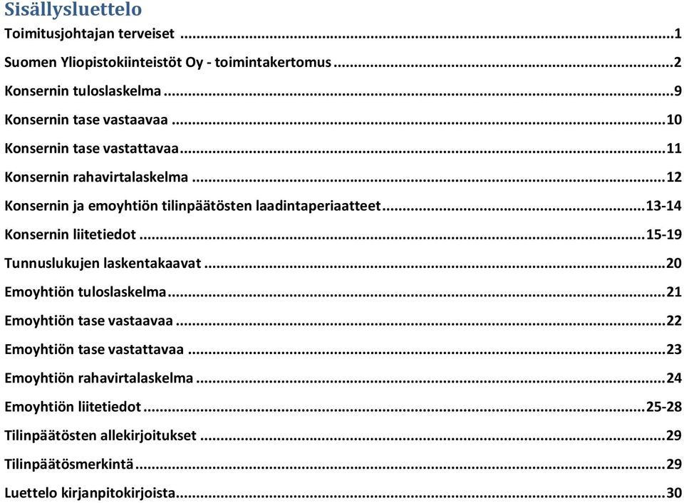 .. 13-14 Konsernin liitetiedot... 15-19 Tunnuslukujen laskentakaavat... 20 Emoyhtiön tuloslaskelma... 21 Emoyhtiön tase vastaavaa.