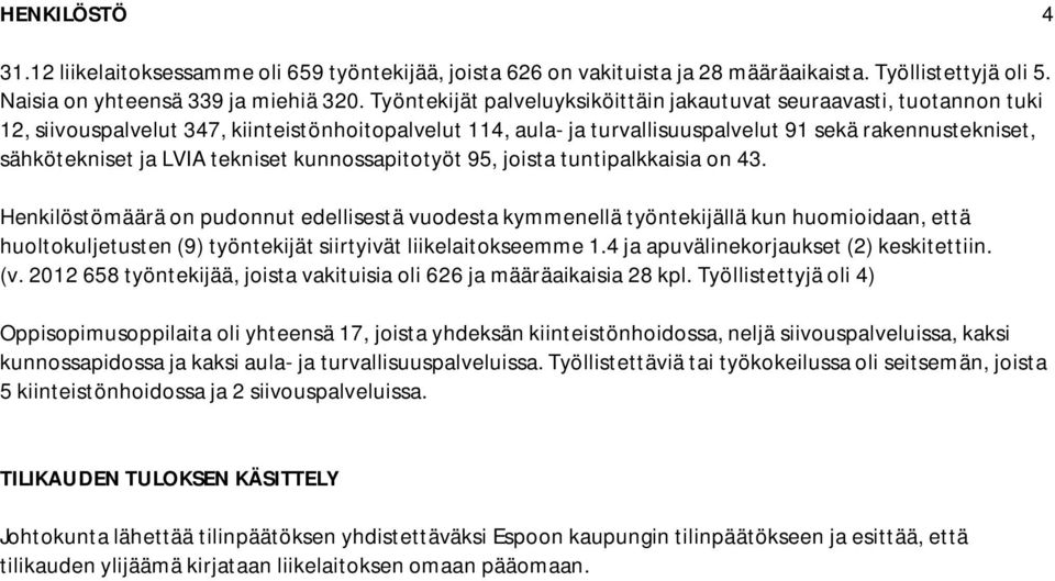 LVIA tekniset kunnossapitotyöt 95, joista tuntipalkkaisia on 43.
