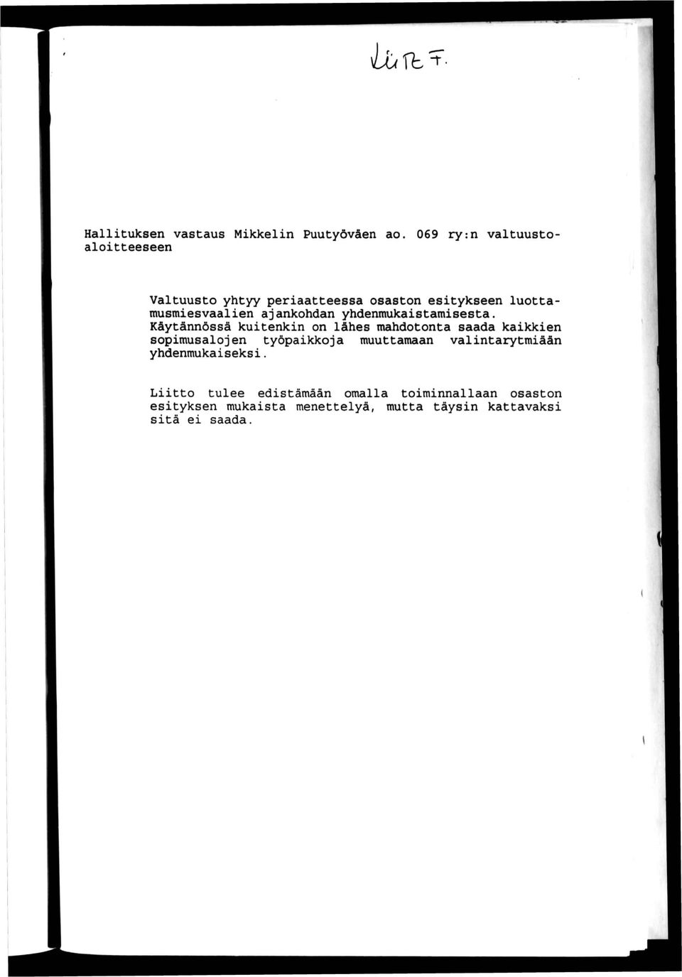 ajankohdan yhdenmukaistamisesta.