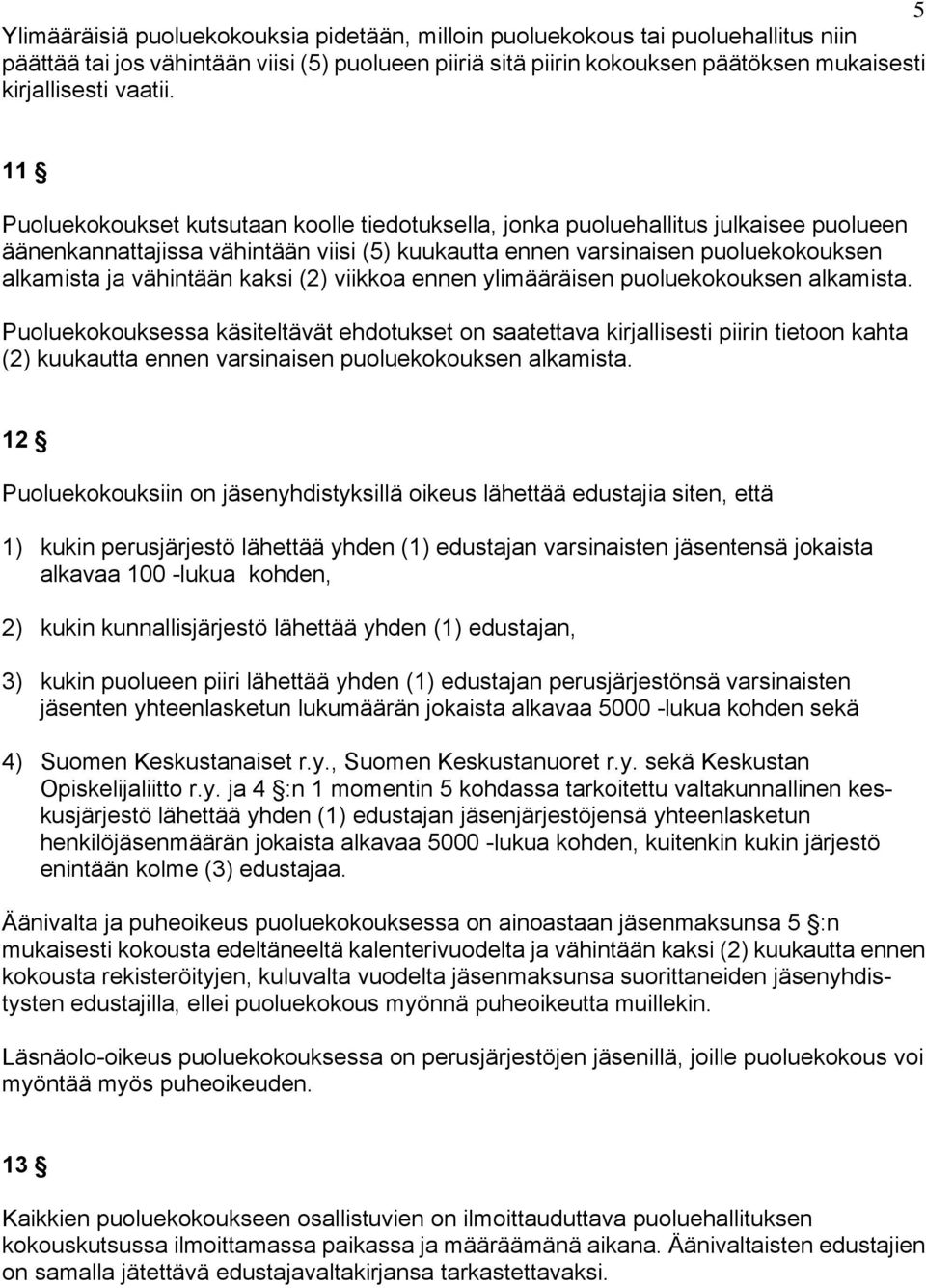 11 Puoluekokoukset kutsutaan koolle tiedotuksella, jonka puoluehallitus julkaisee puolueen äänenkannattajissa vähintään viisi (5) kuukautta ennen varsinaisen puoluekokouksen alkamista ja vähintään