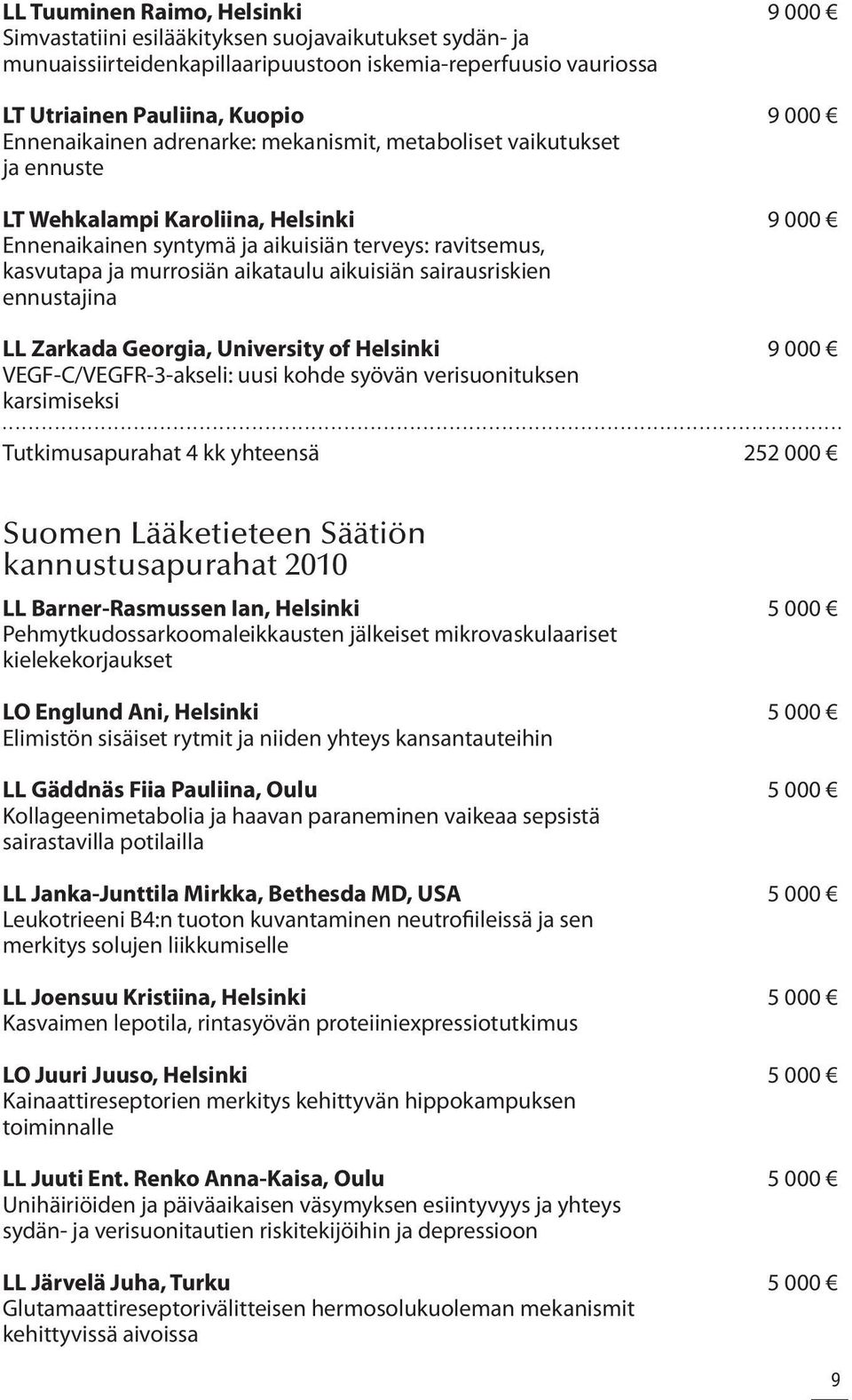 aikataulu aikuisiän sairausriskien ennustajina LL Zarkada Georgia, University of Helsinki 9 000 VEGF-C/VEGFR-3-akseli: uusi kohde syövän verisuonituksen karsimiseksi.