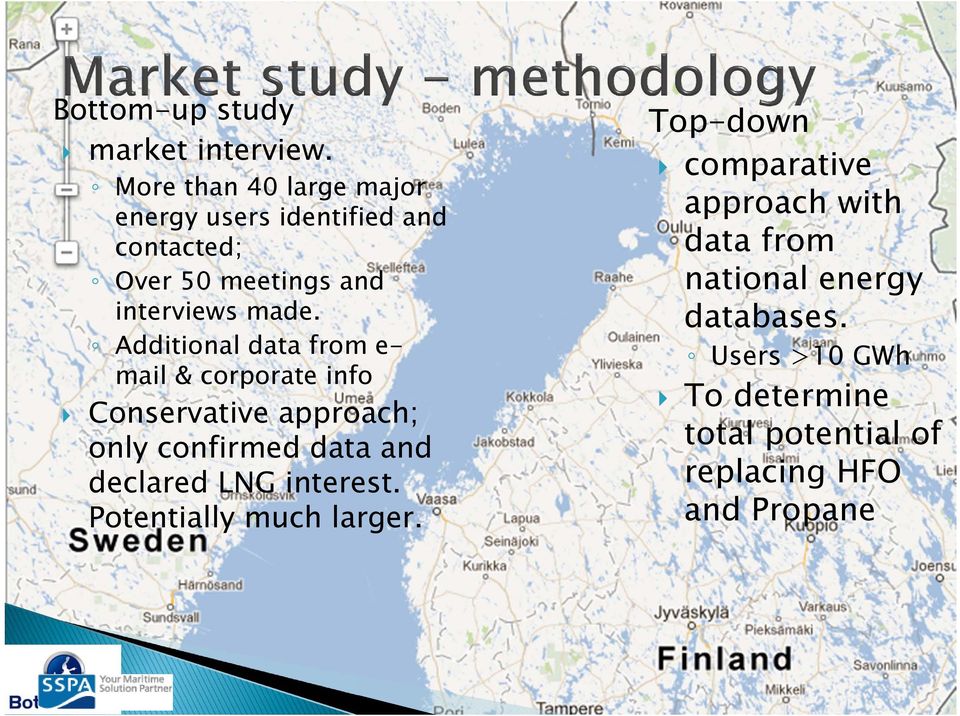 Additional data from e- mail & corporate info Conservative approach; only confirmed data and declared