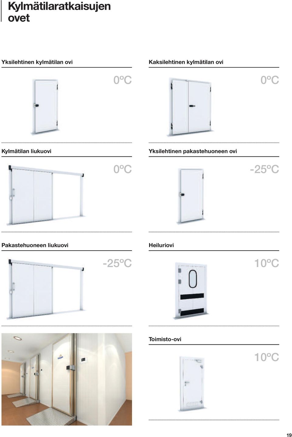 liukuovi Yksilehtinen pakastehuoneen ovi 0ºC -ºC