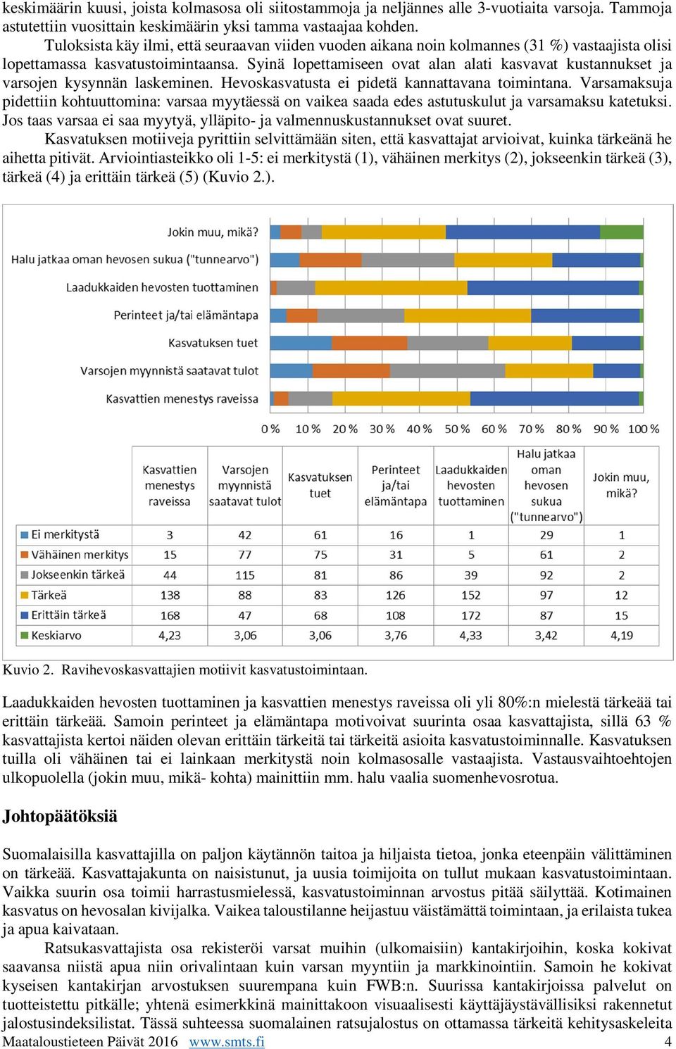 Syinä lopettamiseen ovat alan alati kasvavat kustannukset ja varsojen kysynnän laskeminen. Hevoskasvatusta ei pidetä kannattavana toimintana.