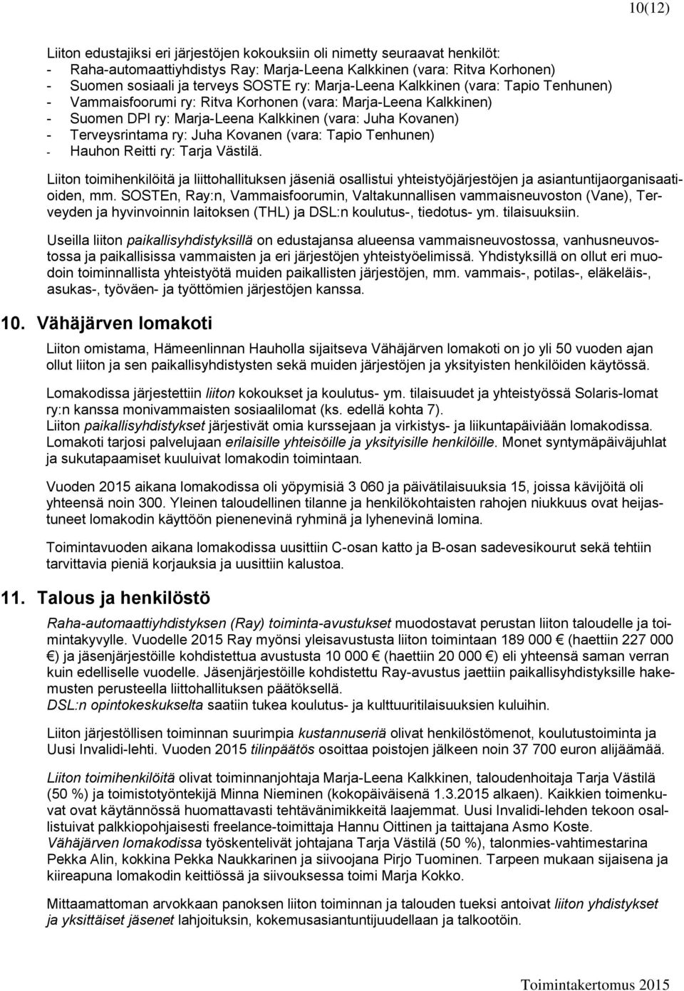 Kovanen (vara: Tapio Tenhunen) - Hauhon Reitti ry: Tarja Västilä. Liiton toimihenkilöitä ja liittohallituksen jäseniä osallistui yhteistyöjärjestöjen ja asiantuntijaorganisaatioiden, mm.