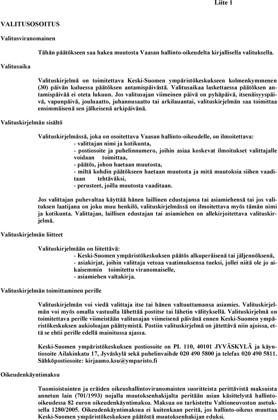 Jos valitusajan viimeinen päivä on pyhäpäivä, itsenäisyyspäivä, vapunpäivä, jouluaatto, juhannusaatto tai arkilauantai, valituskirjelmän saa toimittaa ensimmäisenä sen jälkeisenä arkipäivänä.