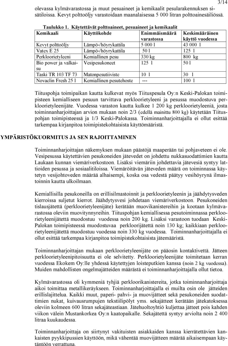 /höyrykattila 50 l 125 l Perkloorietyleeni Kemiallinen pesu 330 kg 800 kg Bio power ja valkaisu Vesipesukoneet 125 l 50 l Taski TR 103 TF 73 Matonpesutiiviste 10 l 30 l Novaclin Fresh 25 l