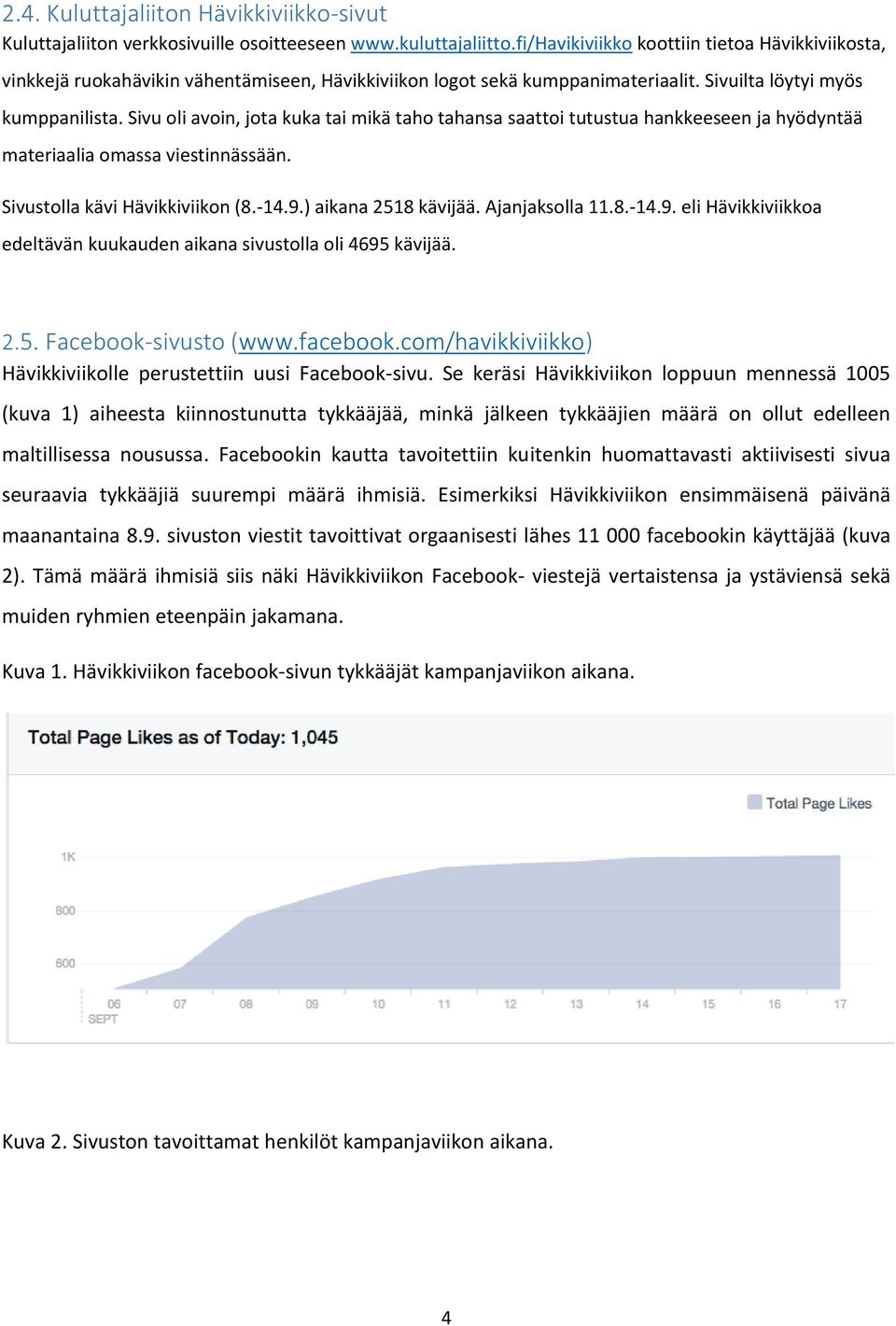 Sivu oli avoin, jota kuka tai mikä taho tahansa saattoi tutustua hankkeeseen ja hyödyntää materiaalia omassa viestinnässään. Sivustolla kävi Hävikkiviikon (8.-14.9.) aikana 2518 kävijää.