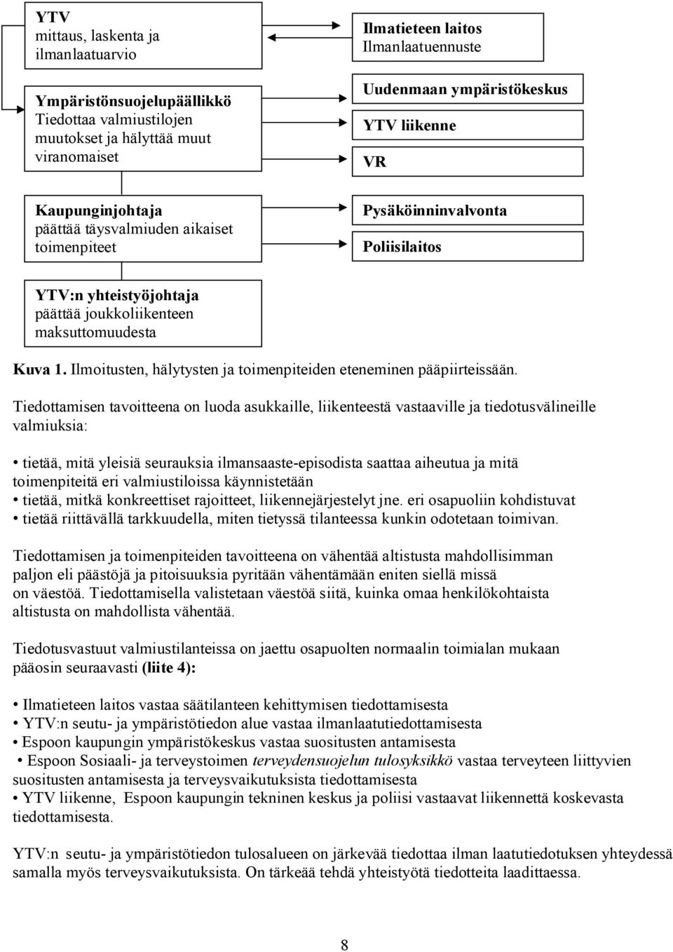 Ilmoitusten, hälytysten ja toimenpiteiden eteneminen pääpiirteissään.