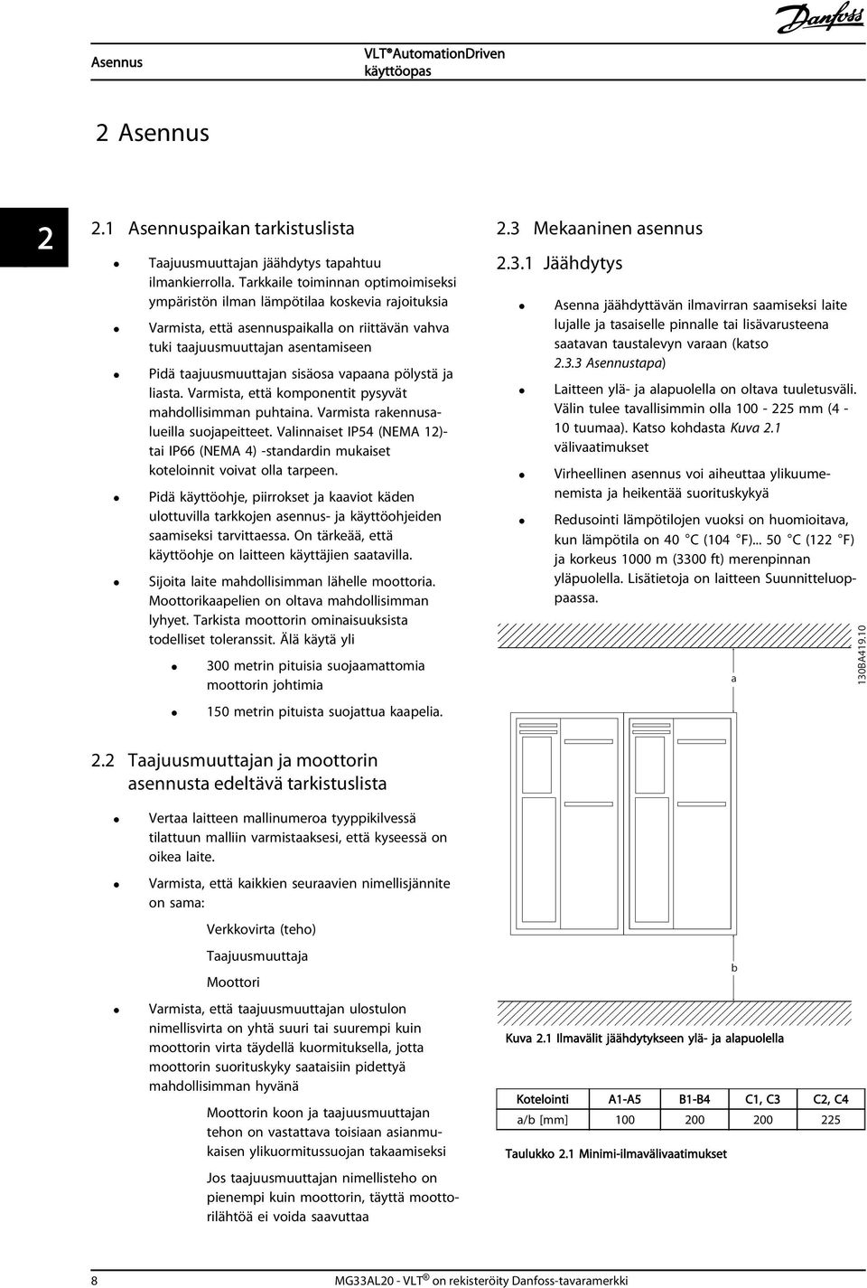 vapaana pölystä ja liasta. Varmista, että komponentit pysyvät mahdollisimman puhtaina. Varmista rakennusalueilla suojapeitteet.