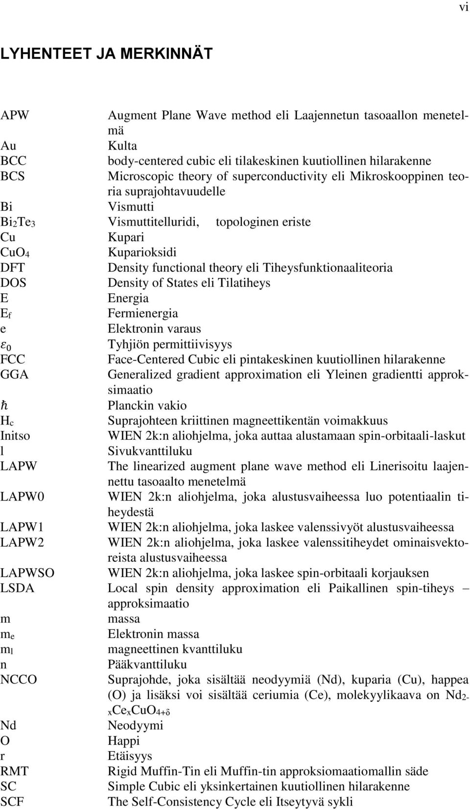 Tiheysfunktionaaliteoria DOS Density of States eli Tilatiheys E Energia Ef Fermienergia e Elektronin varaus ε 0 Tyhjiön permittiivisyys FCC Face-Centered Cubic eli pintakeskinen kuutiollinen