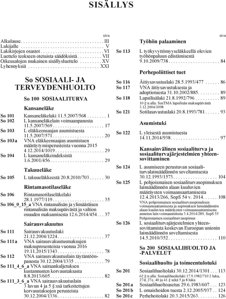 5.2007/568........ 1 So 102 L kansaneläkelain voimaanpanosta 11.5.2007/569..................... 17 So 103 L eläkkeensaajan asumistuesta 11.5.2007/571.