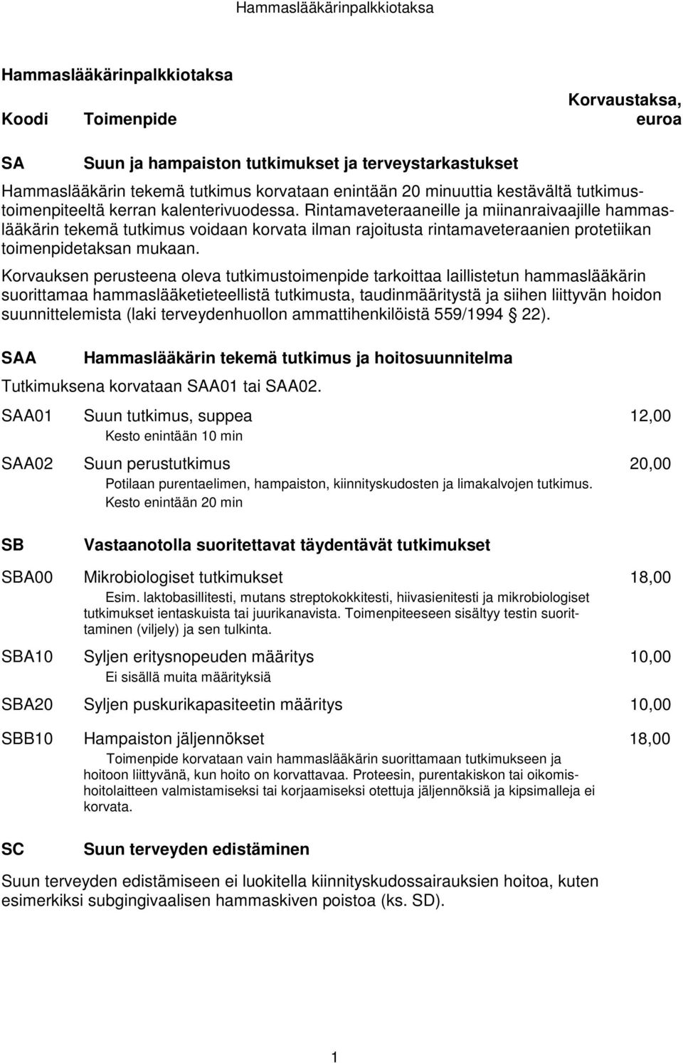 Rintamaveteraaneille ja miinanraivaajille hammaslääkärin tekemä tutkimus voidaan korvata ilman rajoitusta rintamaveteraanien protetiikan toimenpidetaksan mukaan.