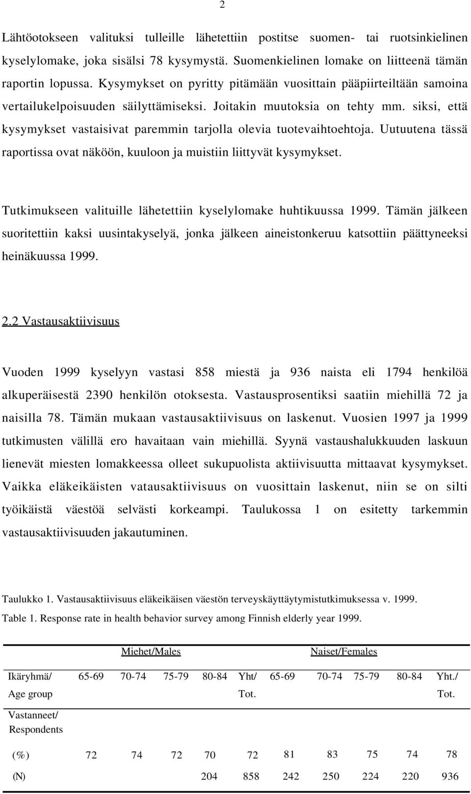 siksi, että kysymykset vastaisivat paremmin tarjolla olevia tuotevaihtoehtoja. Uutuutena tässä raportissa ovat näköön, kuuloon ja muistiin liittyvät kysymykset.