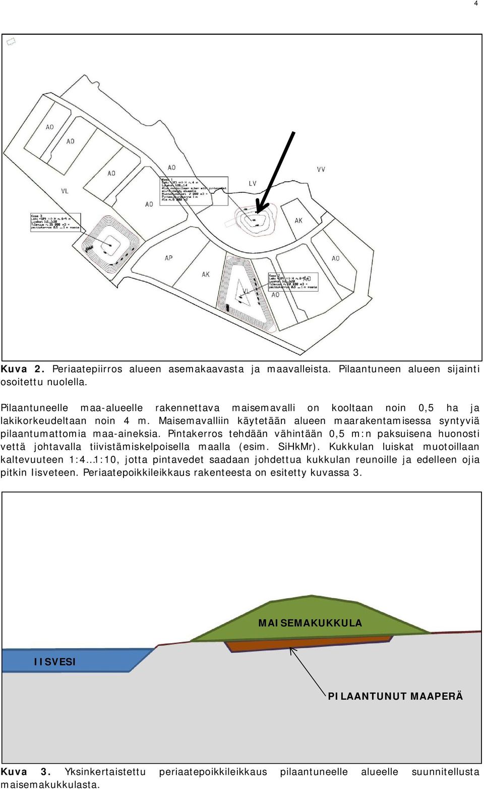 Maisemavalliin käytetään alueen maarakentamisessa syntyviä pilaantumattomia maa-aineksia.