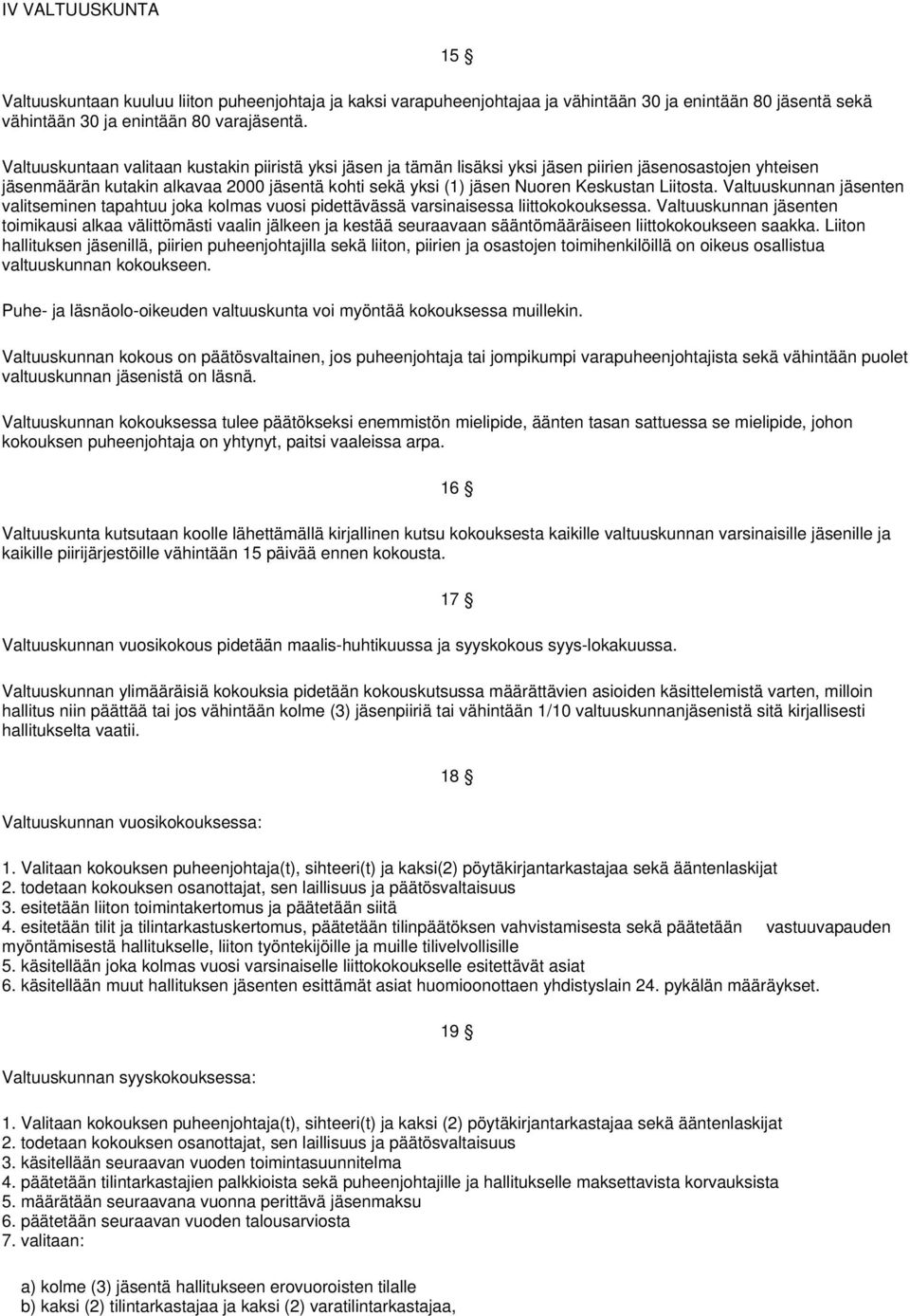 Liitosta. Valtuuskunnan jäsenten valitseminen tapahtuu joka kolmas vuosi pidettävässä varsinaisessa liittokokouksessa.