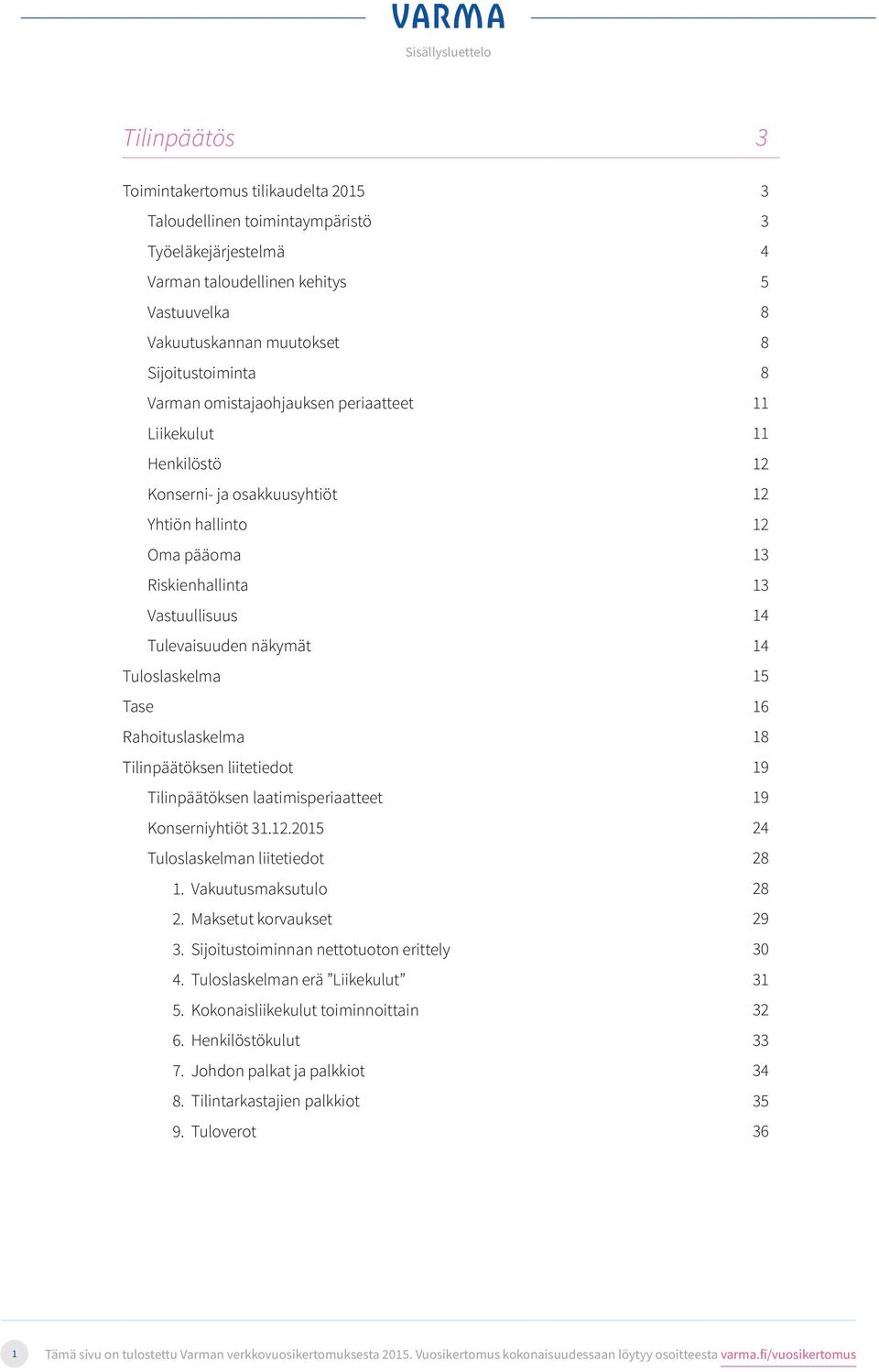 osakkuusyhtiöt Yhtiön hallinto Oma pääoma 13 Riskienhallinta 13 14 Tulevaisuuden näkymät 14 Tuloslaskelma Tase Rahoituslaskelma 18 Tilinpäätöksen liitetiedot 19 Sijoittamisen Tilinpäätöksen